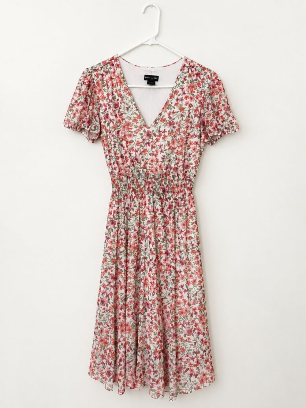 Kate and Lily Floral Smocked Waist Midi Dress Size 6